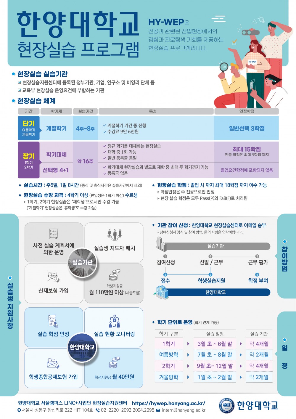 붙임1. (교내용)한양대학교 현장실습 프로그램 소개 리플릿